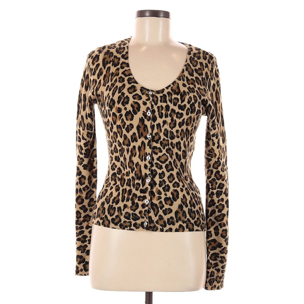Leopard Print Cardigan Medium Vintage Y2K RARE EUC